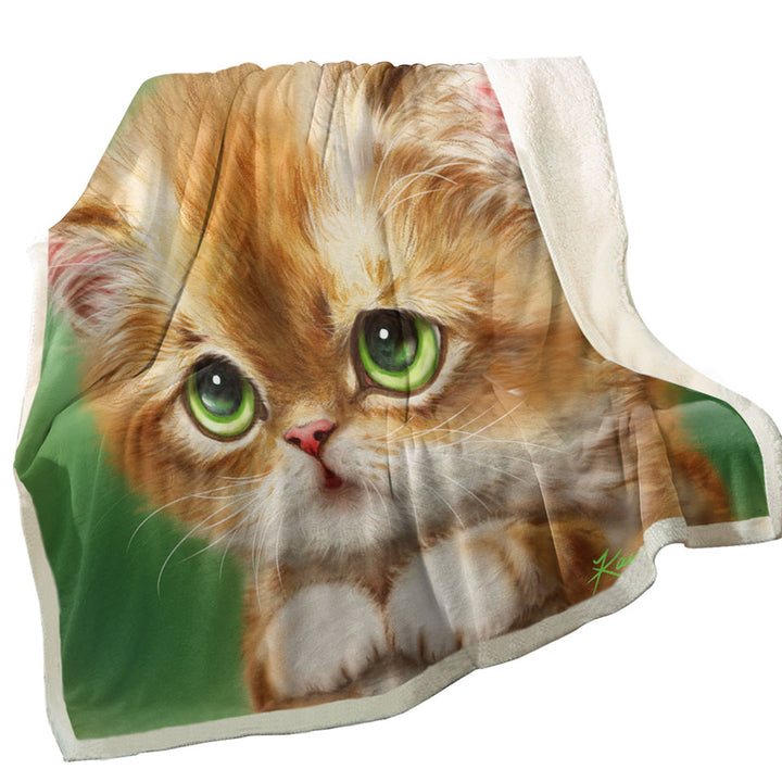 Kids Throws with Sweet Cats Designs Ashamed Ginger Kitten