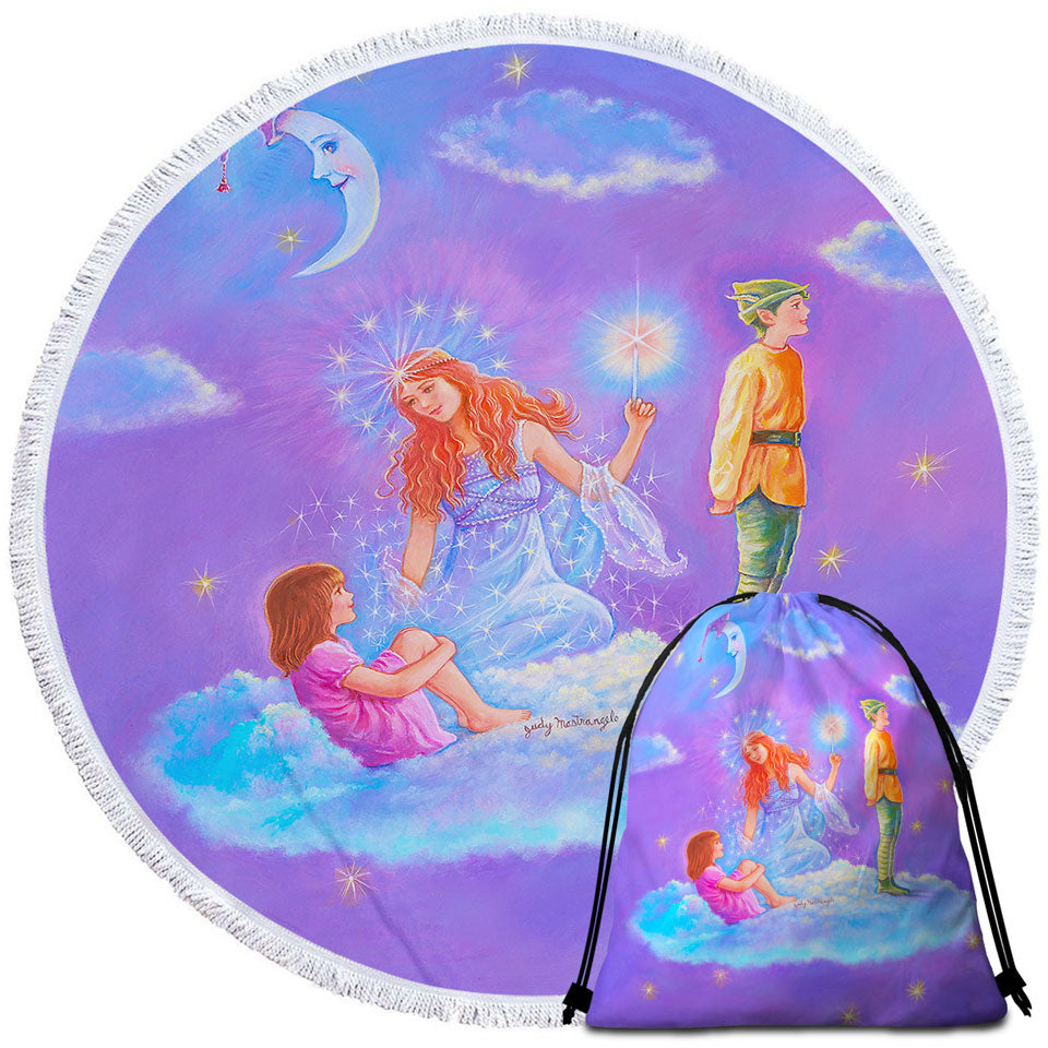 Kids Travel Beach Towel Fairy Tale Painting the Cloud Lady