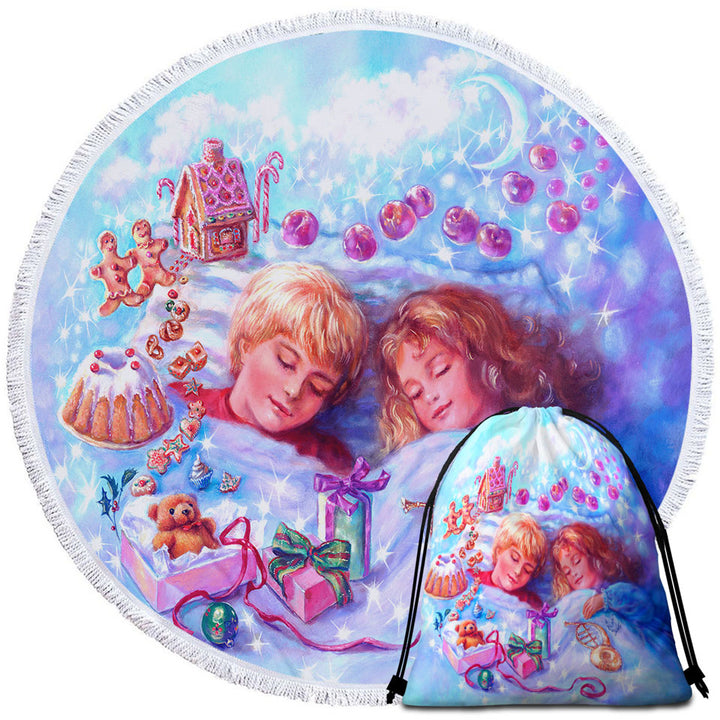 Kids Travel Beach Towel Vintage Fairytales Art Painting Sweet Candy Dreams