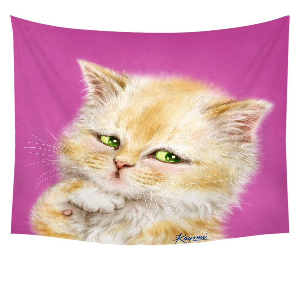 Kids Wall Decor Cats Designs Blushing Little Girl Kitten