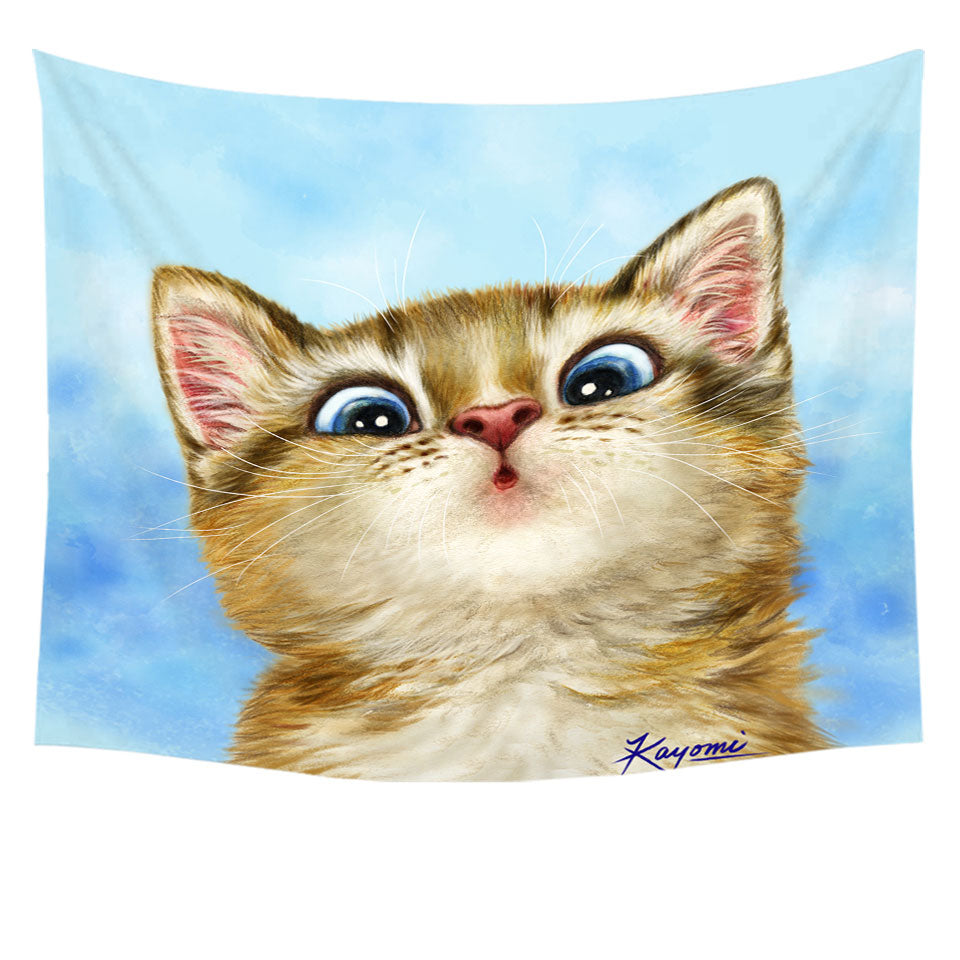Kids Wall Decor Cats Designs Sweet Confused Kitten