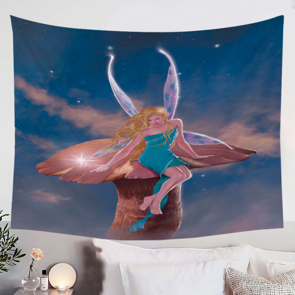 Kids-Wall-Decor-Fantasy-Art-Big-Mushroom-and-Little-Fairy