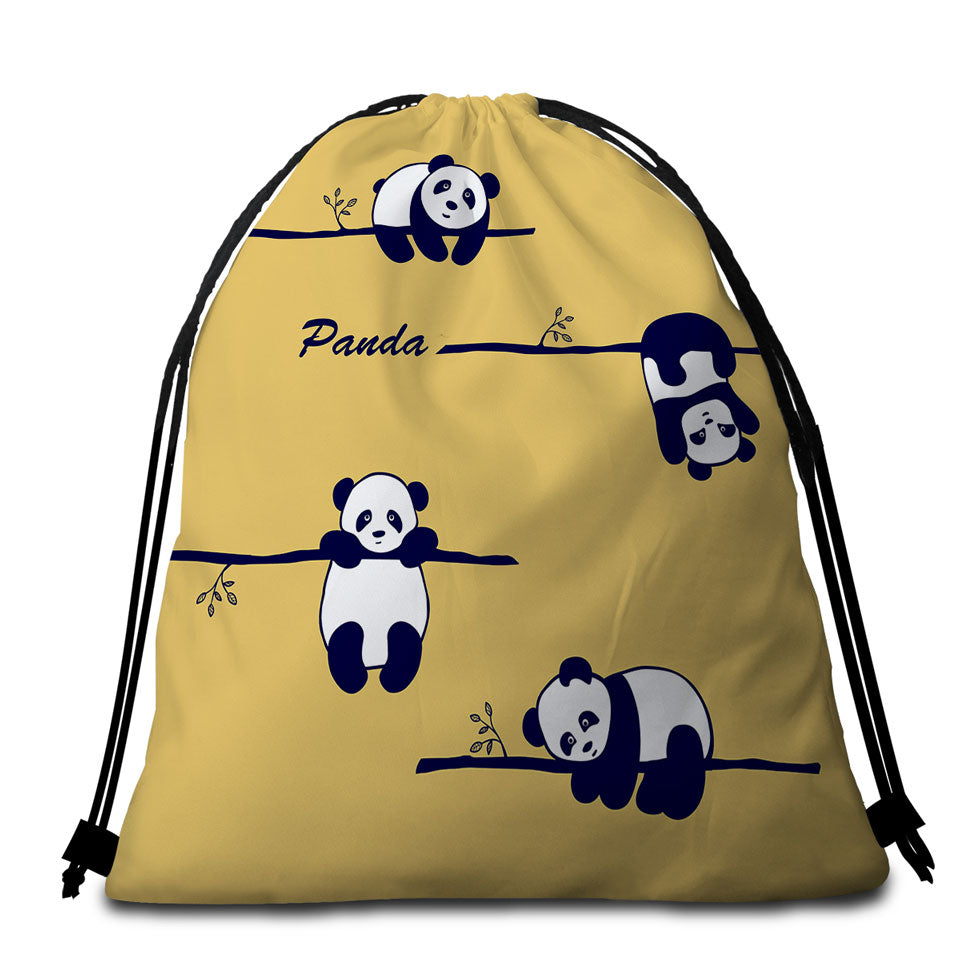 Kids_ Hanging Panda Beach Towels and Bags Set