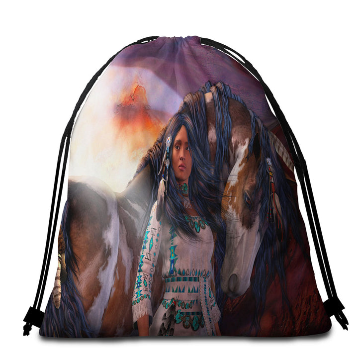 Kindred Spirits Native American Beach Towel Pack Girl and Her Horse