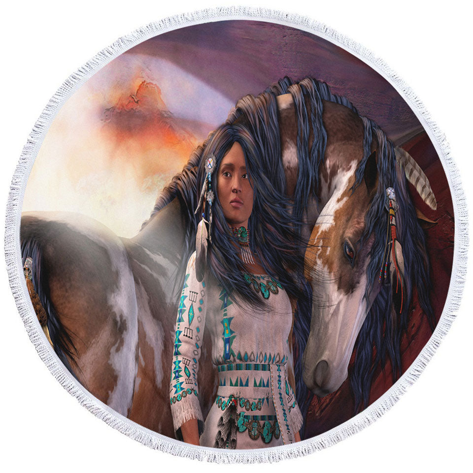 Kindred Spirits Native American Lightweight Beach Towel Girl and Her Horse