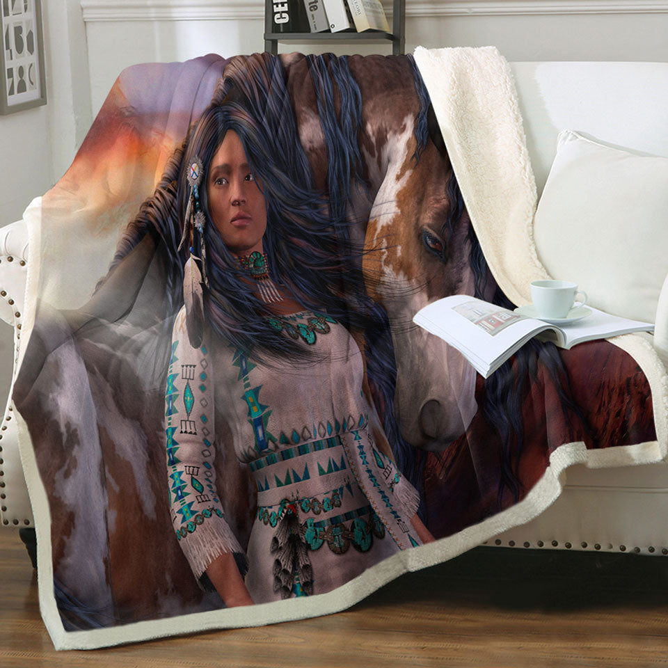 products/Kindred-Spirits-Native-American-Throw-Blanket-Girl-and-Her-Horse