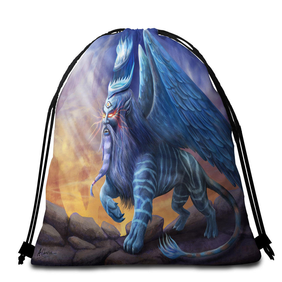 King Sphinx Cool Fantasy Beach Bag for Towel Dragon Creature
