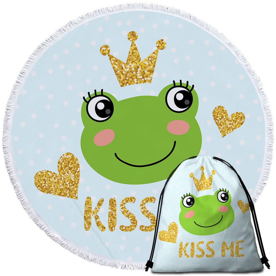 Kiss Me Cute Prince Frog Beach Towels