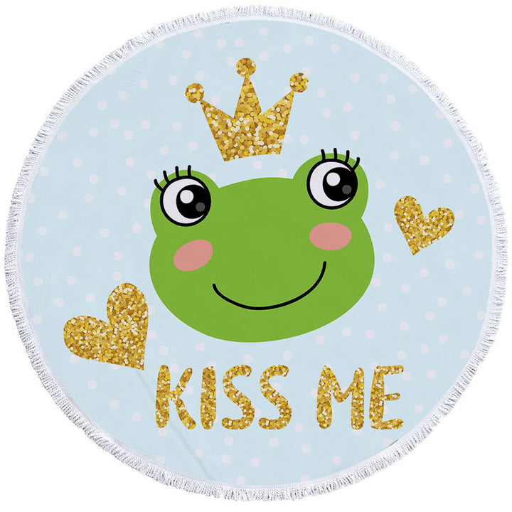Kiss Me Cute Prince Frog Childrens Beach Towels