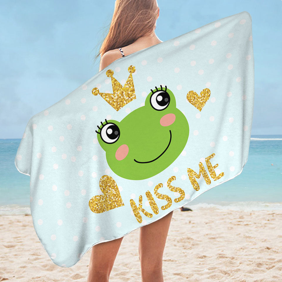 Kiss Me Cute Prince Frog Kids Pool Towels