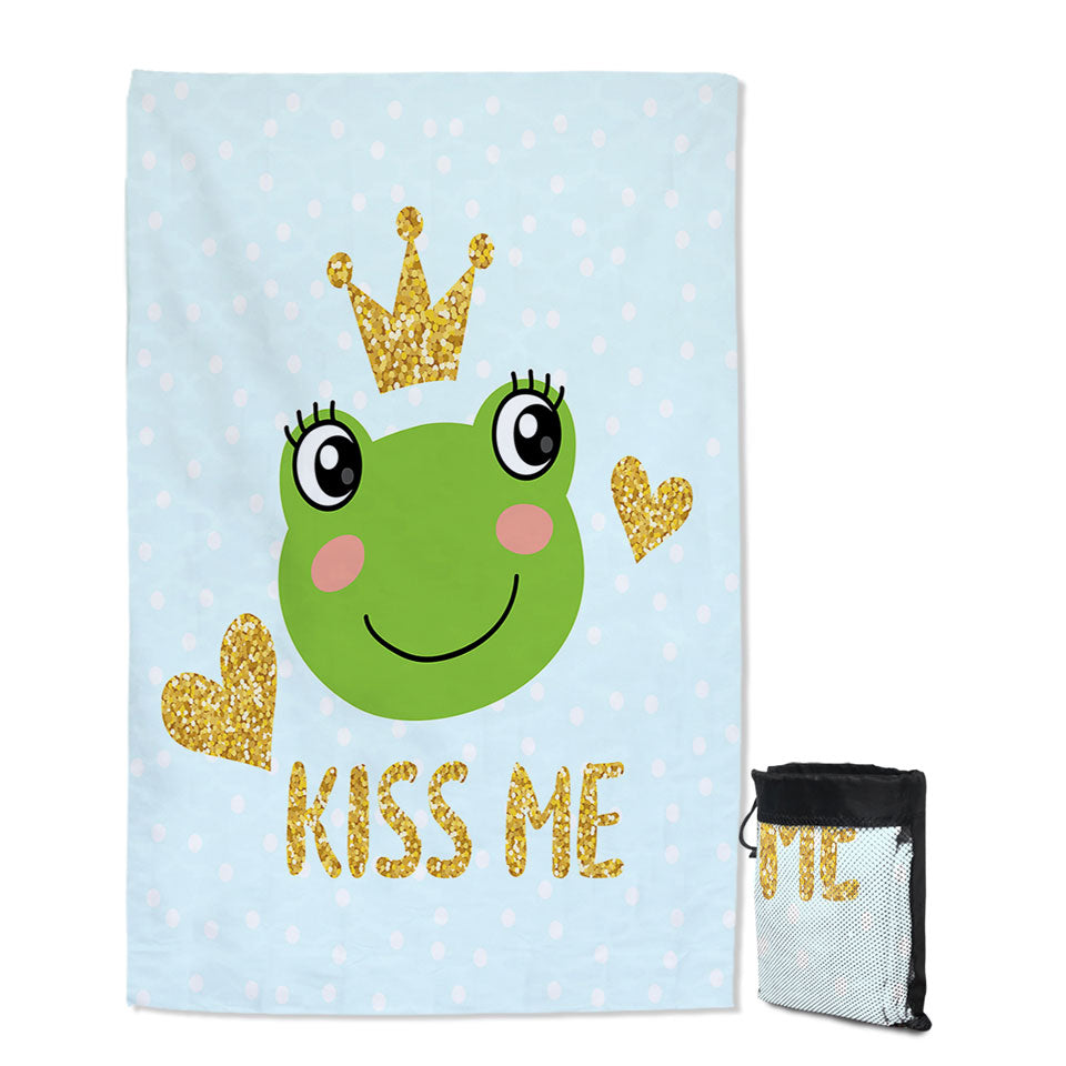 Kiss Me Cute Prince Frog Kids Quick Dry Beach Towel