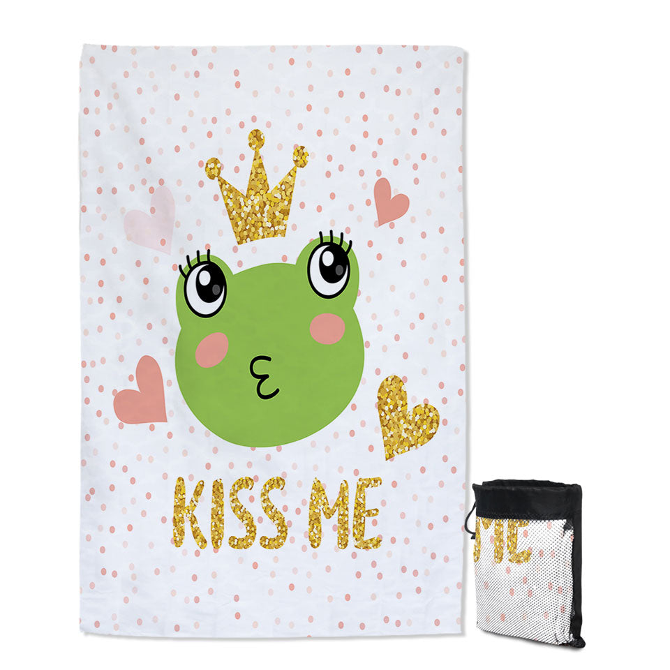 Kiss Me Cute Princess Frog Girls Travel Beach Towel