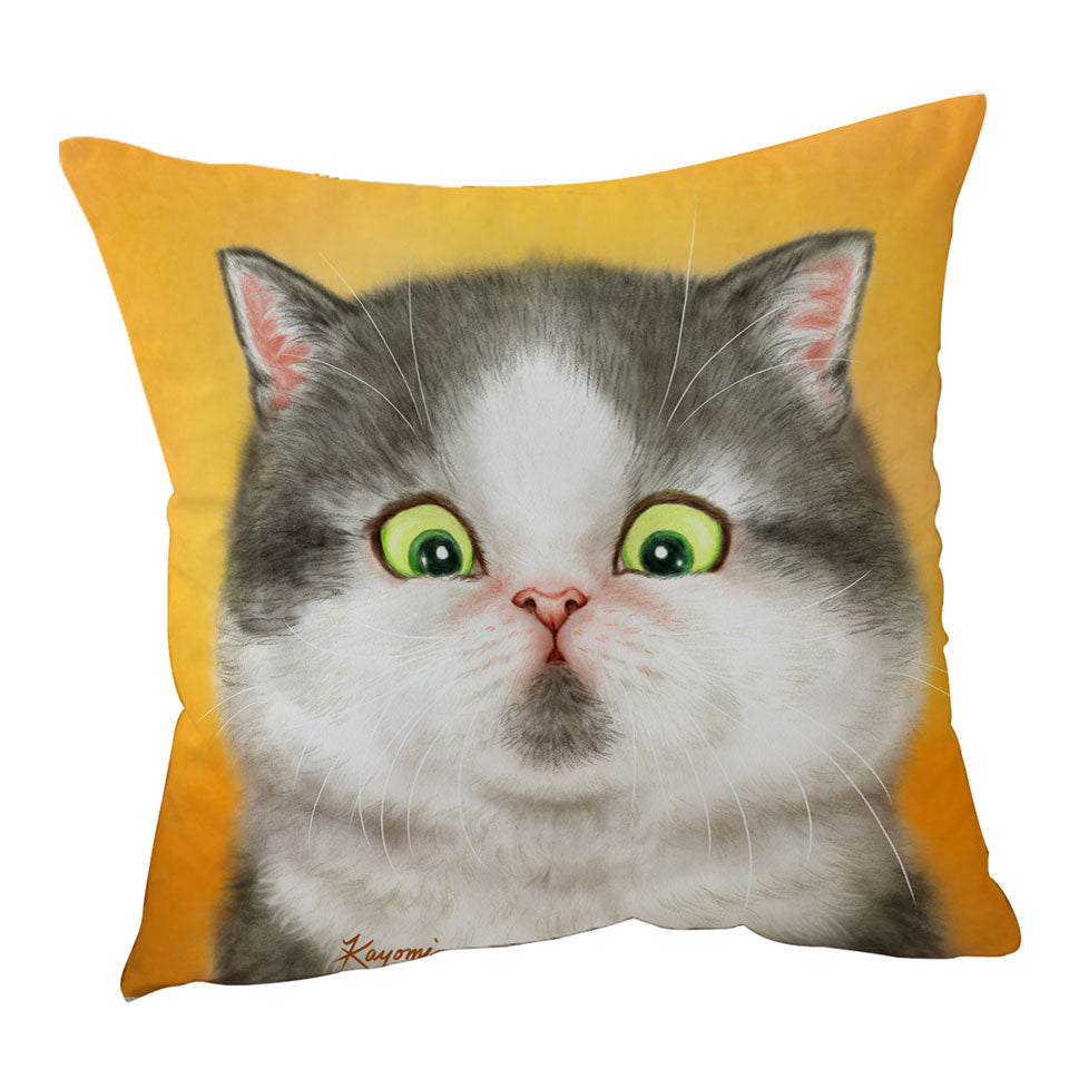 Kittens Art Cute Chubby Grey Cat Cushion