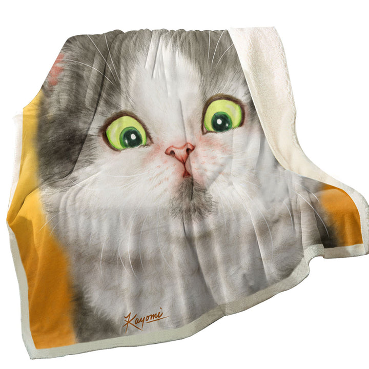 Kittens Art Cute Chubby Grey Cat Throw Blanket