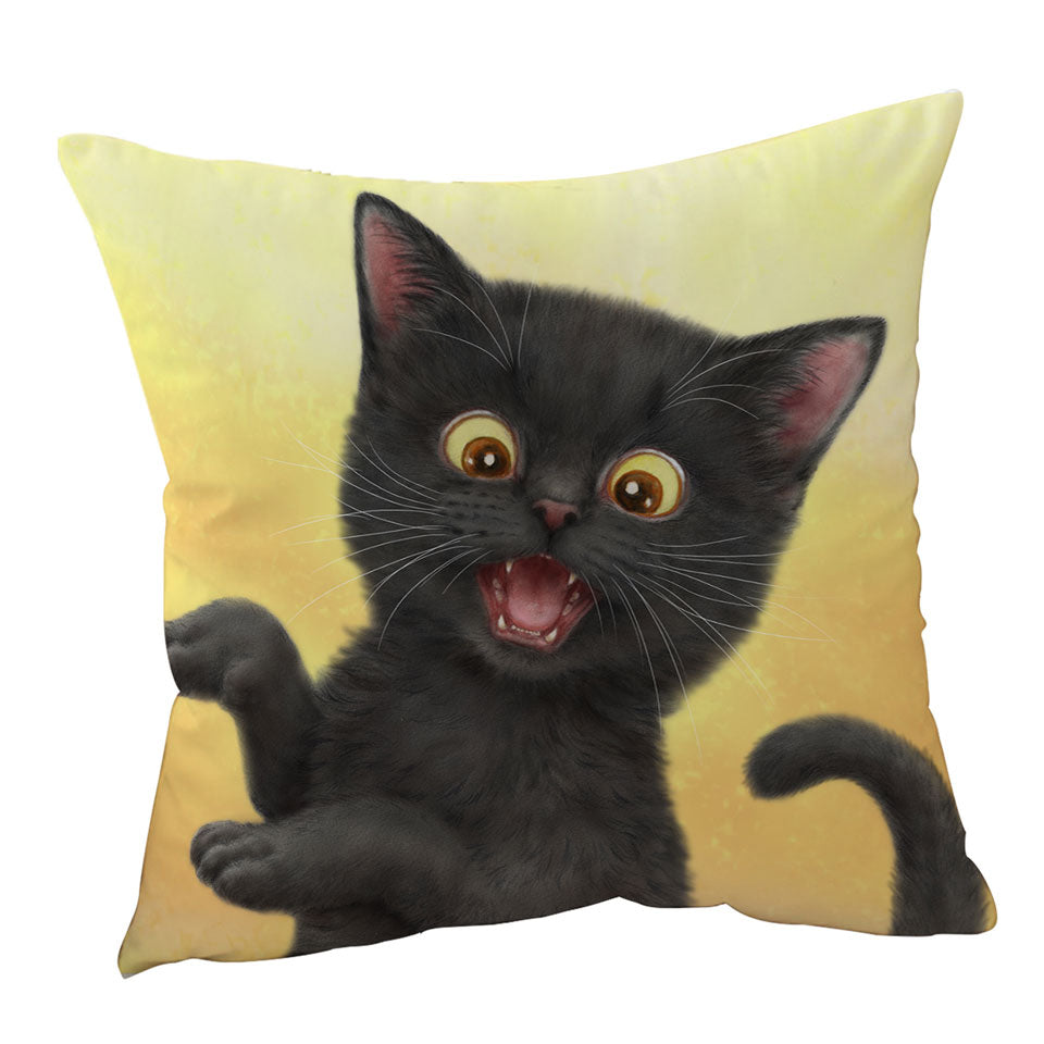 Kittens Cushion Covers for Children Happy Little Black Cat