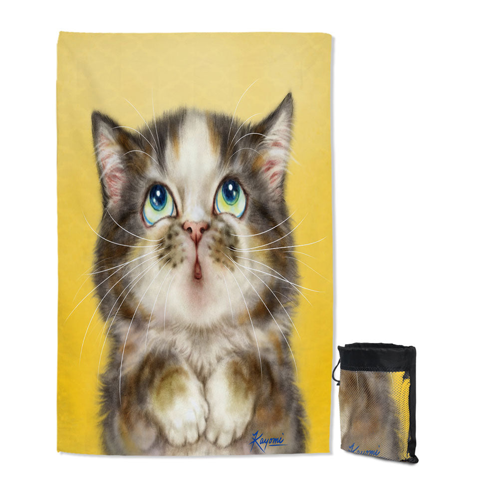 Kittens Cute Drawings Adorable Torbie Cat Beach Towels