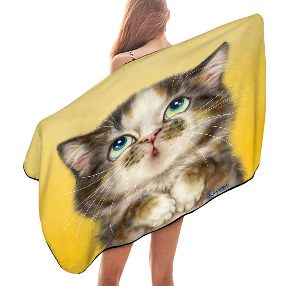 Kittens Cute Drawings Adorable Torbie Cat Swims Towel for the Beach and Pool