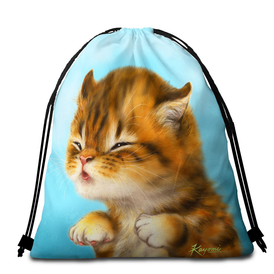 Kittens for Kids Cut Tiger Kitten Beach Towel Bag