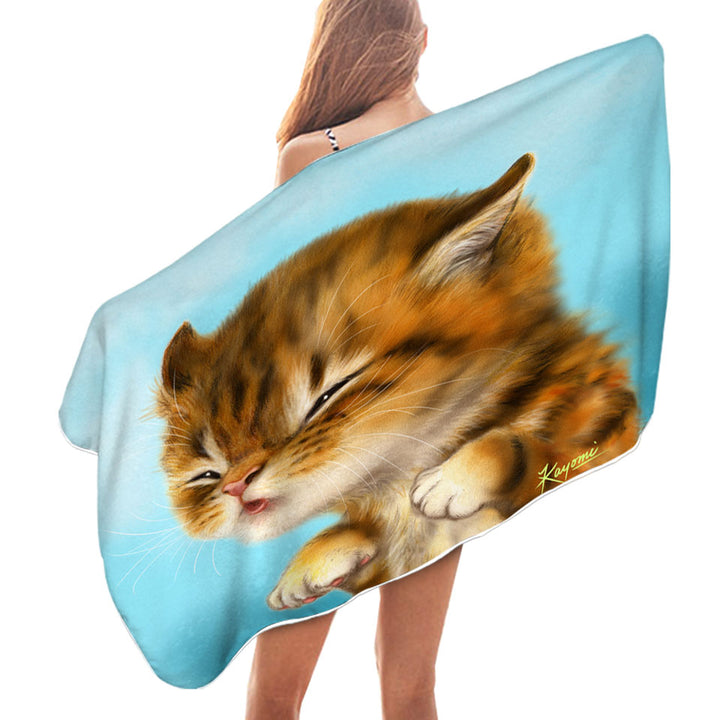Kittens for Kids Cut Tiger Kitten Beach Towel