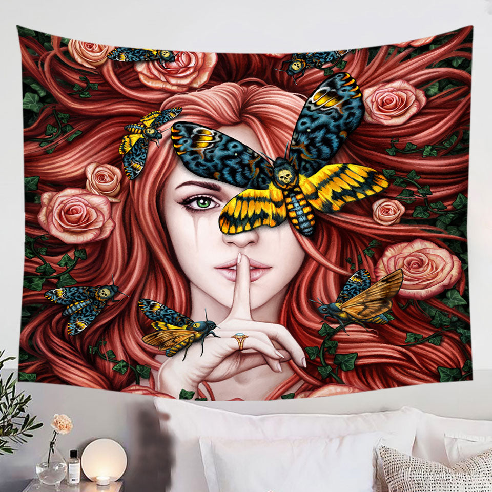 Lady-Moth-Roses-and-Death-Moth-on-Beautiful-Woman-Tapestry
