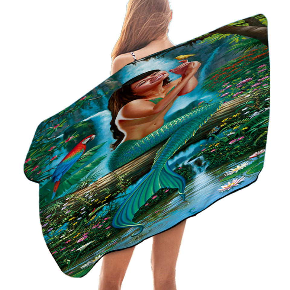 Land of Enchantment Mermaid in the Jungle Beach Towels