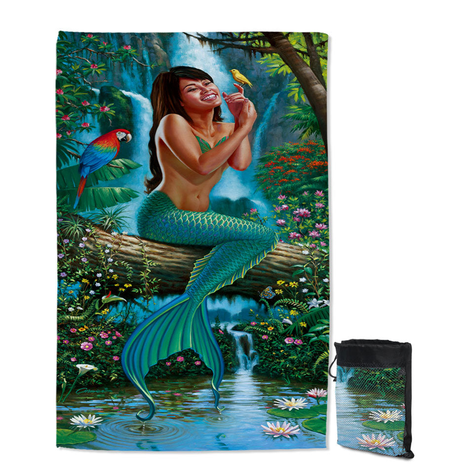 Land of Enchantment Mermaid in the Jungle Lightweight Beach Towel
