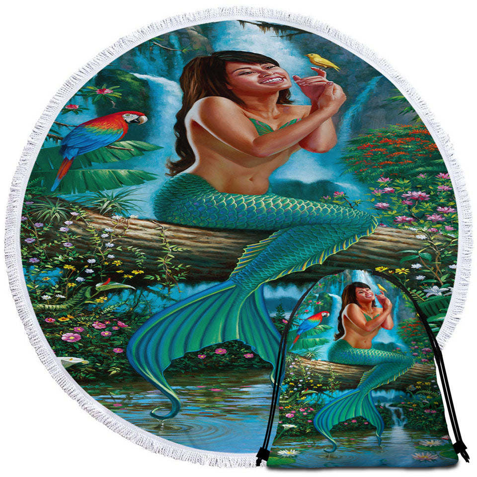 Land of Enchantment Mermaid in the Jungle Travel Beach Towel