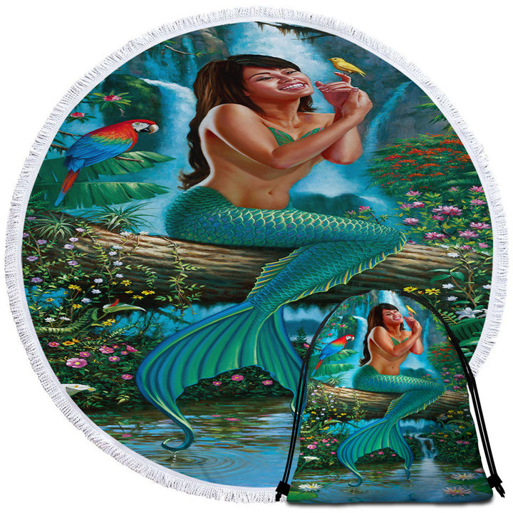 Land of Enchantment Mermaid in the Jungle Travel Beach Towel