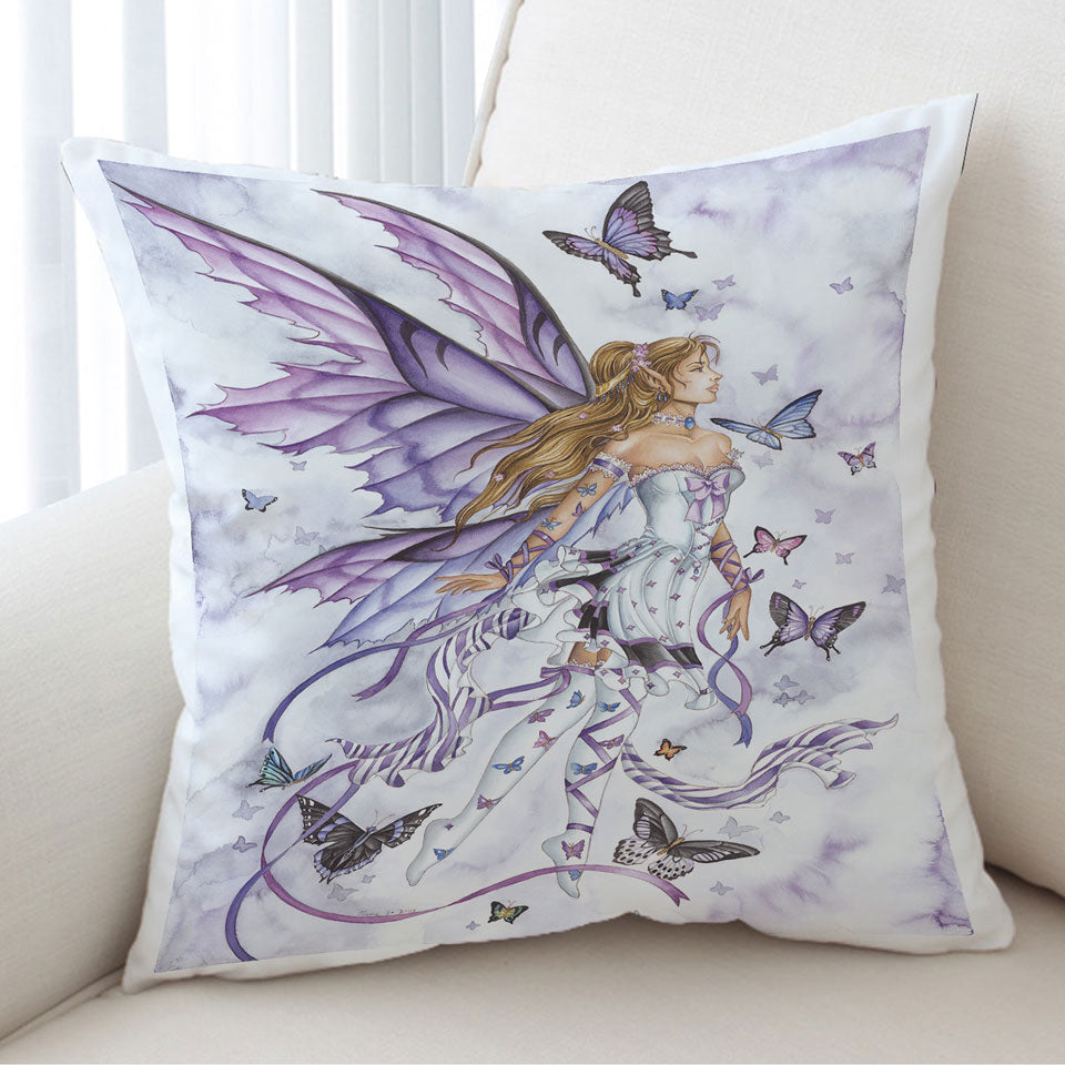 Lavender Cushion Covers Serenade Art the Purple Butterflies and Fairy