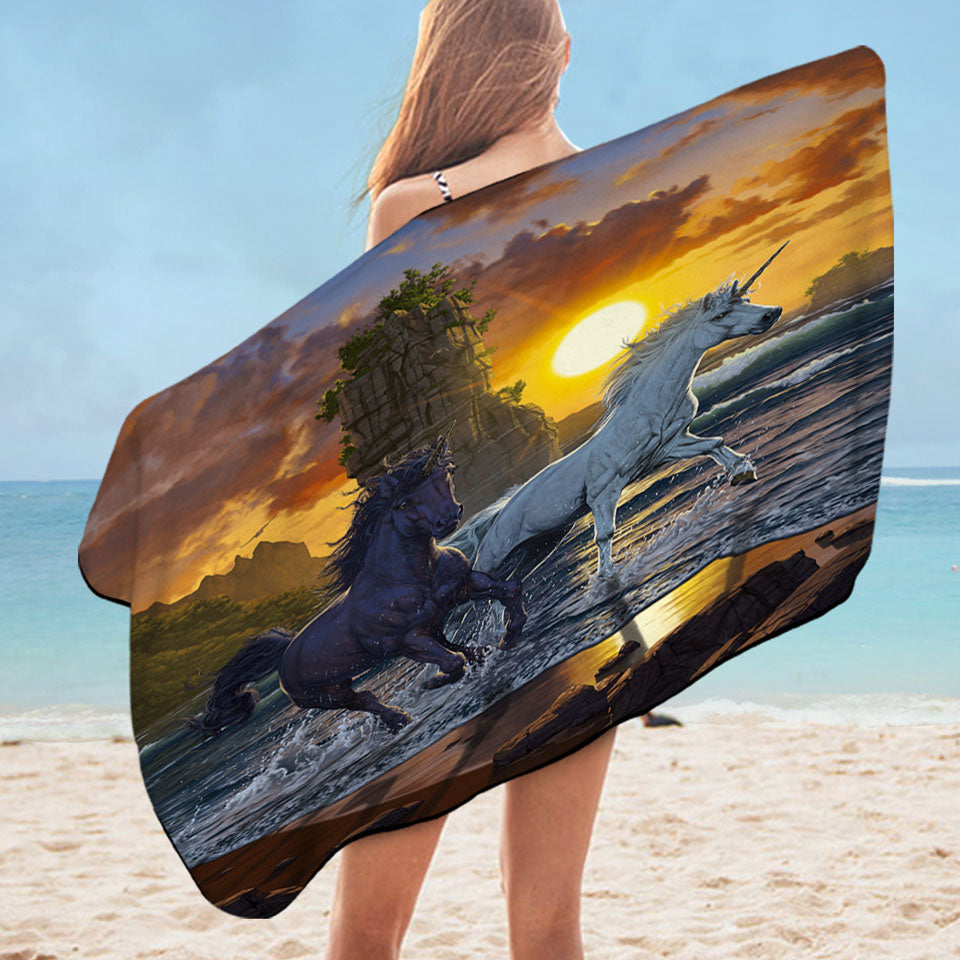 Legendary Beach Unicorns in Sunset Beach Towels