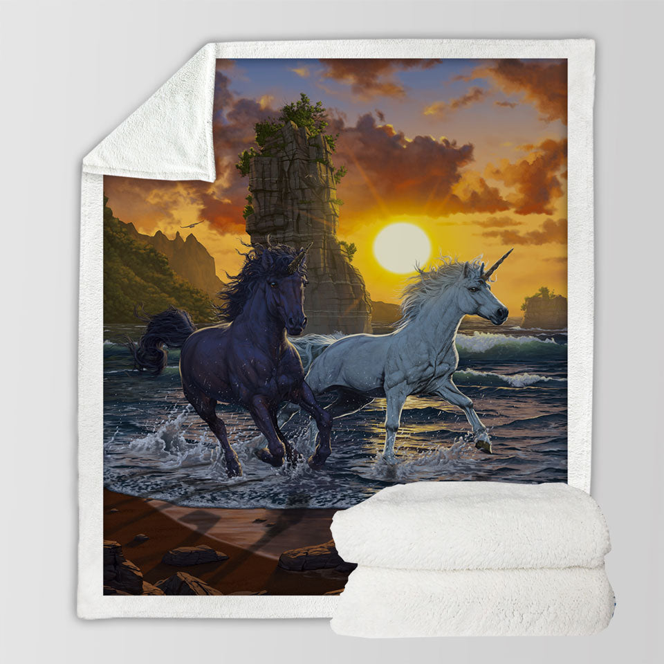 products/Legendary-Beach-Unicorns-in-Sunset-Throws