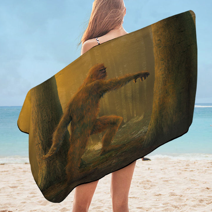 Legendary Creature Art Bigfoot Beach Towels