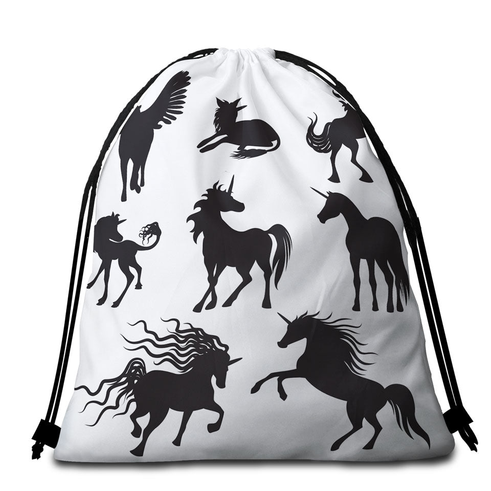 Legendary Unicorn Silhouettes Beach Towel Bags