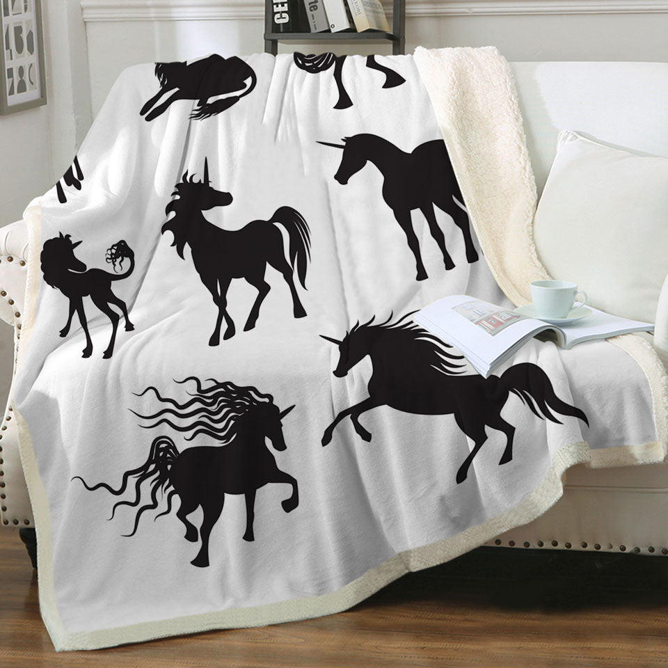 Legendary Unicorn Silhouettes Throw Blanket