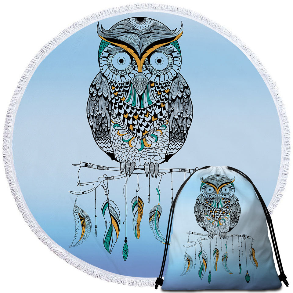 Light Blue Beach Bags and Towels Native Owl