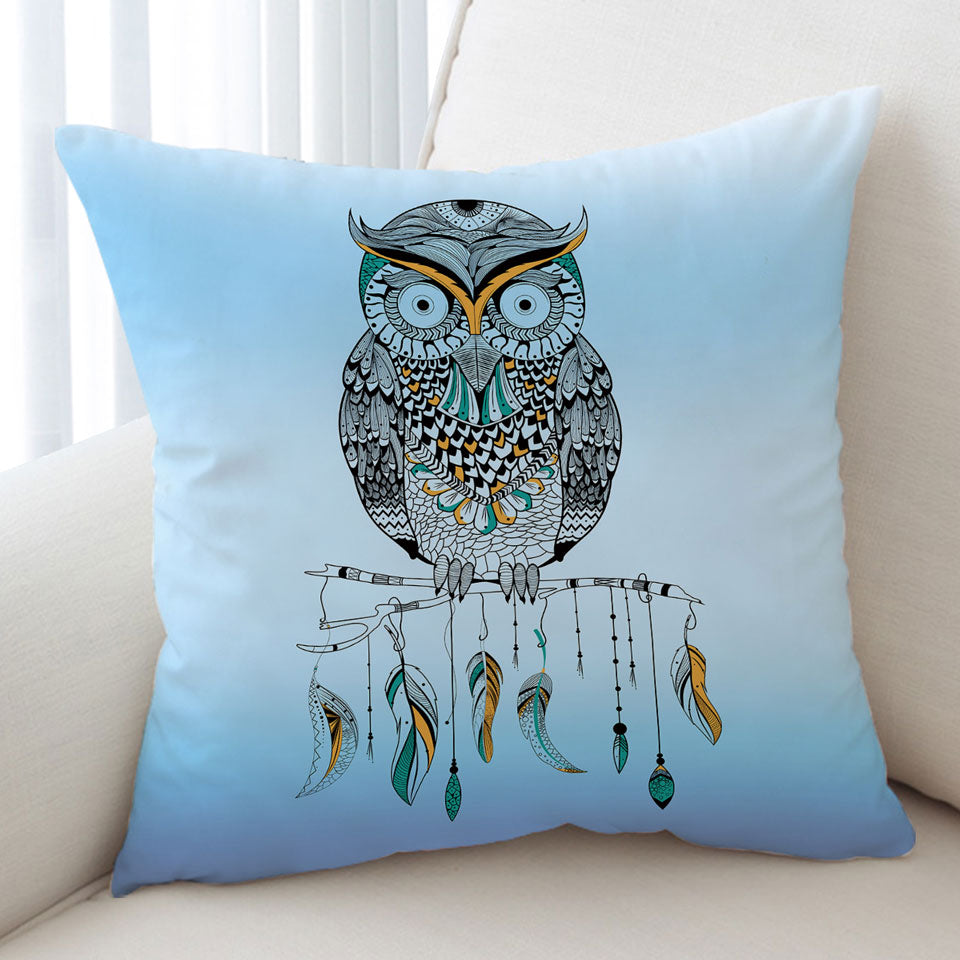 Light Blue Cushion Covers Native Owl