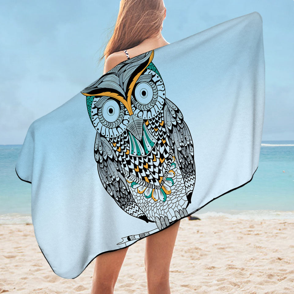 Light Blue Microfibre Beach Towels Native Owl