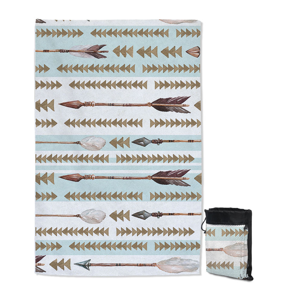 Light Blue Stripes Giant Beach Towel Arrows Design