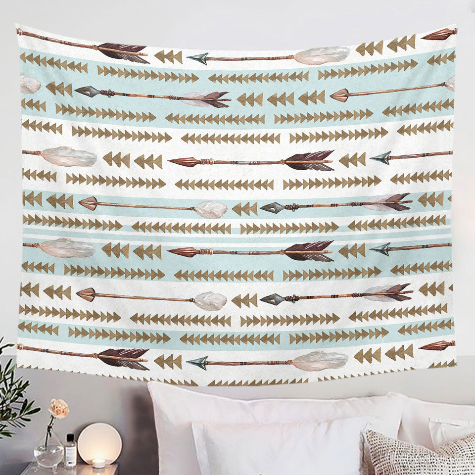 Light Blue Tapestry with Stripes Arrows Design