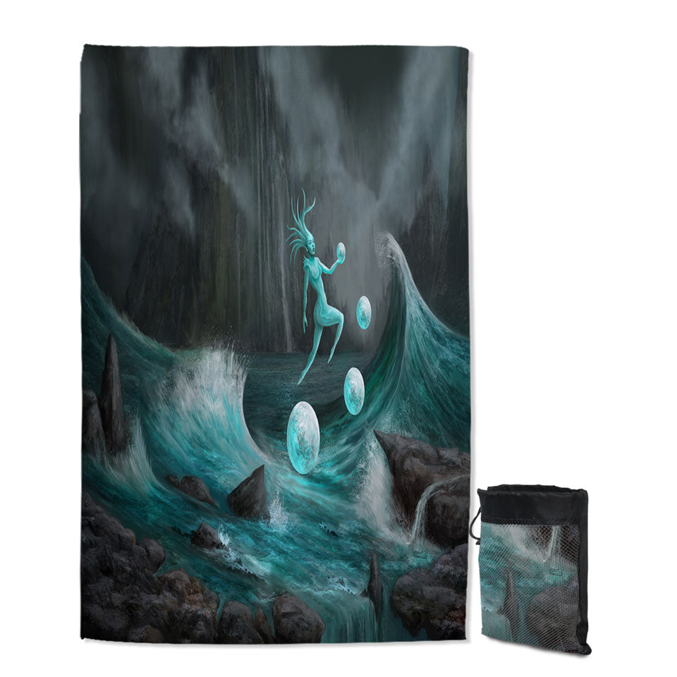 Lightweight Beach Towel of Thalassa the Ocean God Fantasy Art