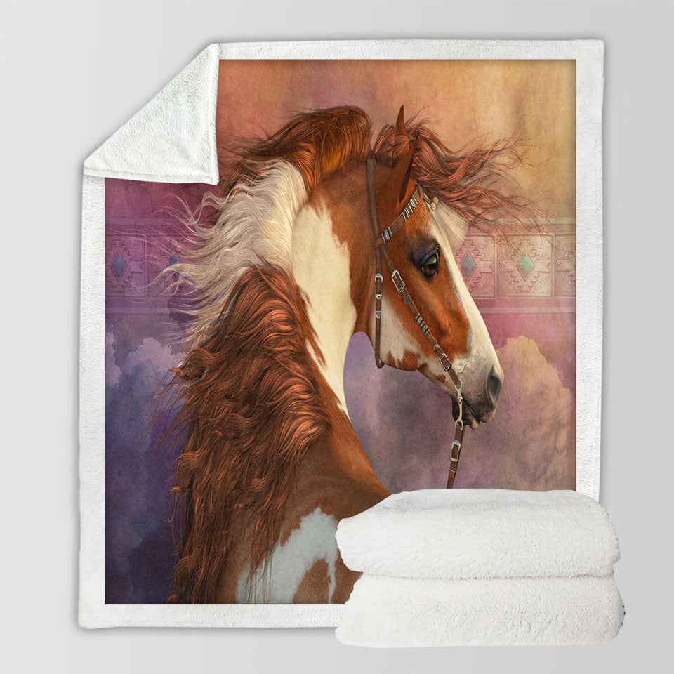 products/Lightweight-Blankets-Heart-of-the-West-Brown-and-White-Pinto-Horse