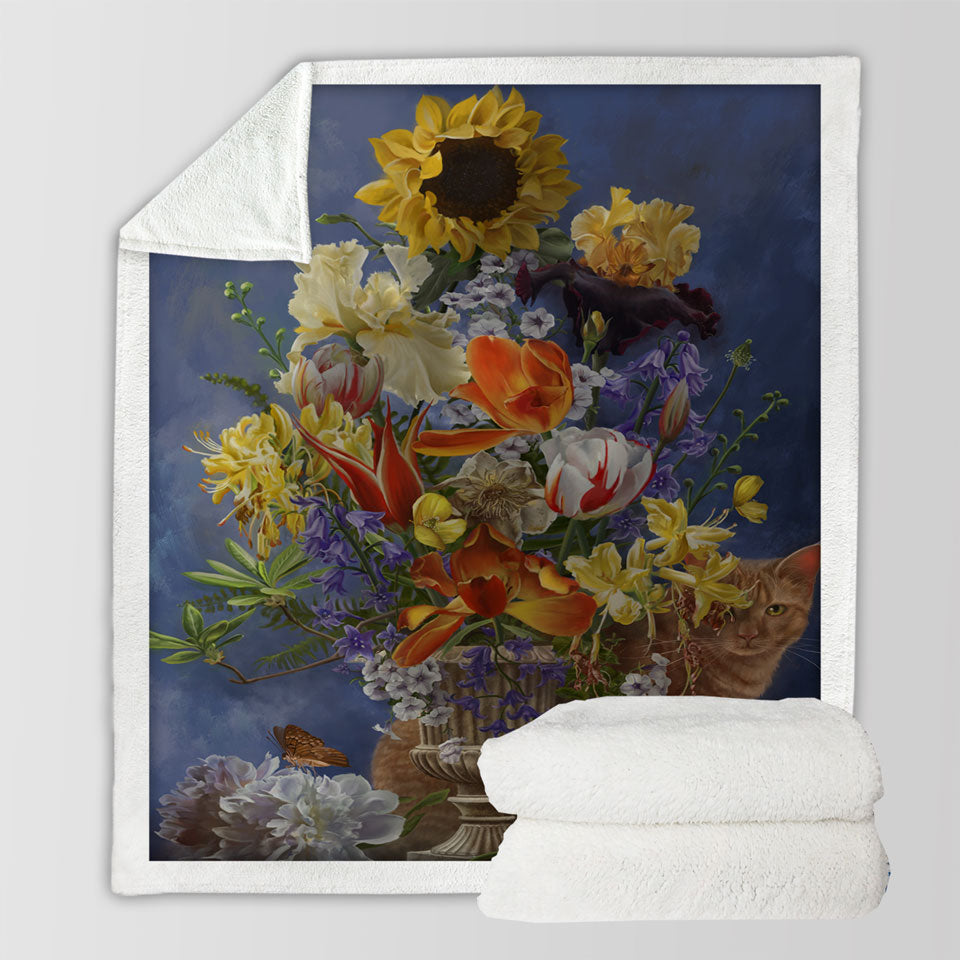 products/Lightweight-Blankets-with-Cats-Art-Colorful-Flower-Bouquet-and-Cat