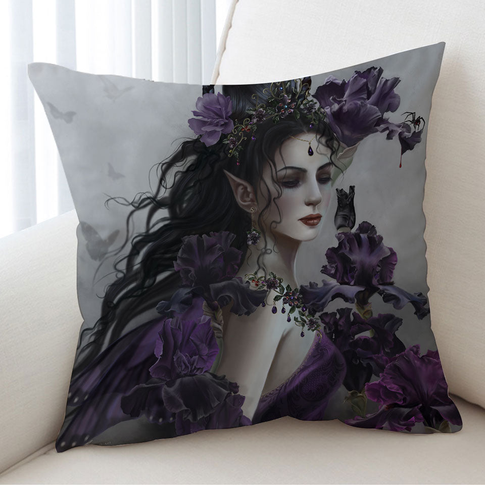Liriel Portrait Beautiful Purple Elf Woman Cushion