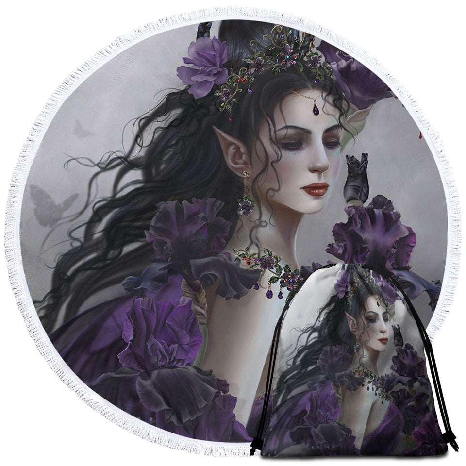 Liriel Portrait Beautiful Purple Elf Woman Microfiber Towels For Travel