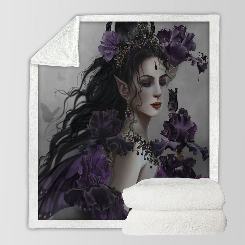 products/Liriel-Portrait-Beautiful-Purple-Elf-Woman-Sherpa-Blanket