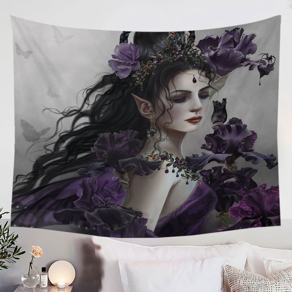 Liriel-Portrait-Beautiful-Purple-Elf-Woman-Tapestry