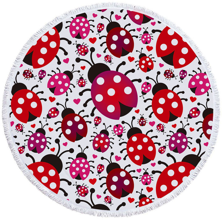 Little Hearts and Ladybugs Beach Towels Cute Beach Day