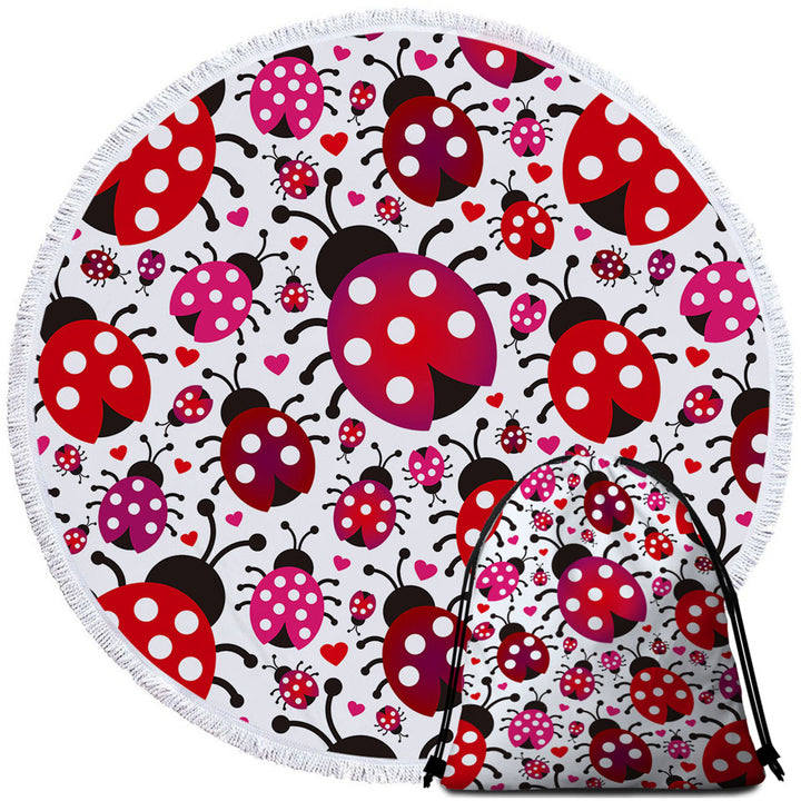 Little Hearts and Ladybugs Beach Towels and Bags Set