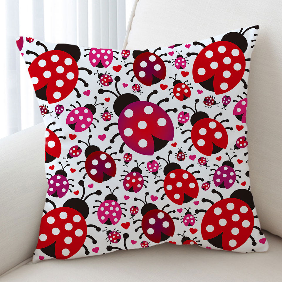 Little Hearts and Ladybugs Cushion Covers Cute Decor
