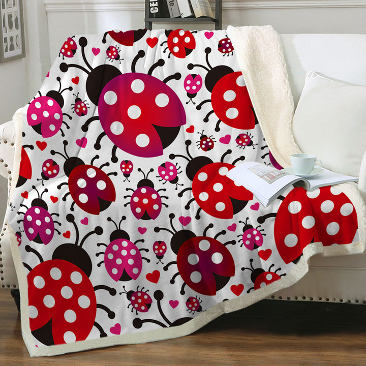 Little Hearts and Ladybugs Throws Cute Decor